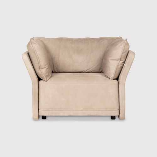 Contemporary armchair - RUE DE BABYLONE - MAN OF PARTS - fabric / leather / brown