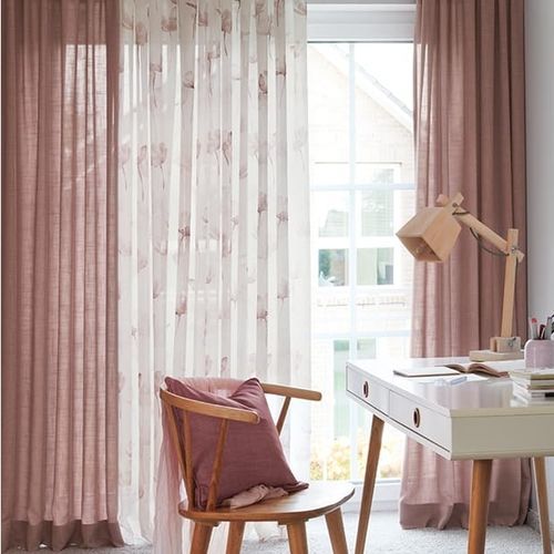 Floral pattern sheer curtain fabric - GARDEN BLOOM  - Gardisette - polyester / washable / weave