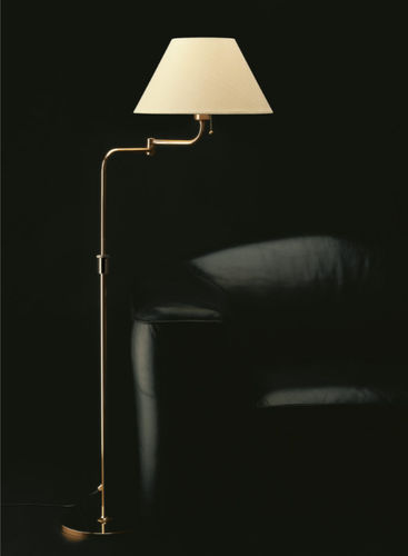 Floor-standing lamp - LESAN S - VS Manufaktur e.K. - brass / fabric / contemporary