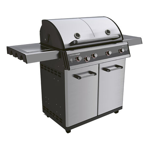 Gas barbecue - DUALCHEF S 425 G - Fontana Forni s.r.l. - on casters / stainless steel / porcelain