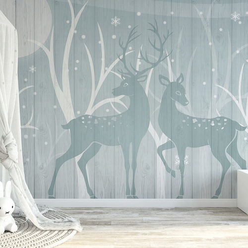 Contemporary wallpaper - tendance biche forêt - MuralConcept - nonwoven fabric / panoramic / animal motif