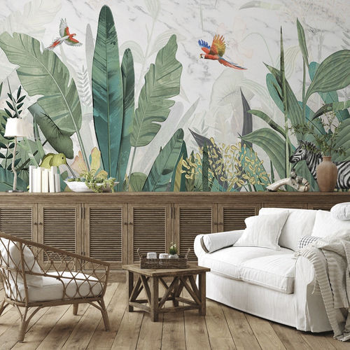 Contemporary wallpaper - jungle marbré - MuralConcept - nonwoven fabric / panoramic / multi-color