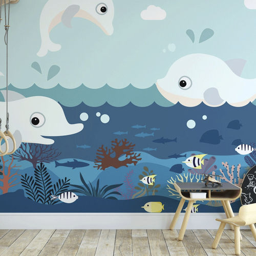 Contemporary wallpaper - océan dauphin mer - MuralConcept - nonwoven fabric / panoramic / children's pattern