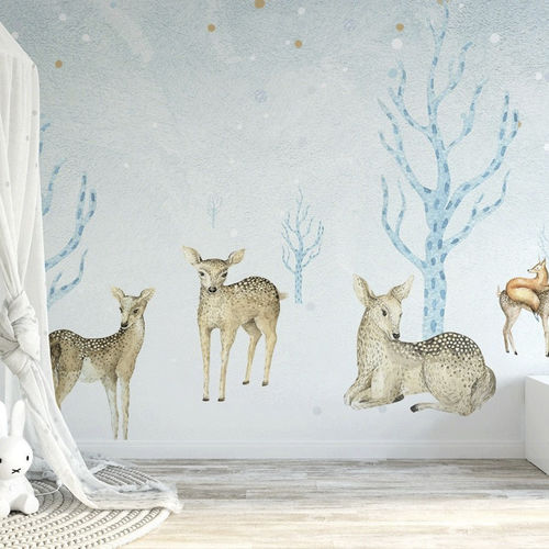 Contemporary wallpaper - forêt & daims - MuralConcept - nonwoven fabric / nature pattern / animal motif