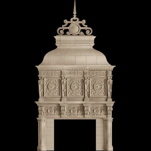 Traditional overmantel - DEVON – OVERMANTEL - Tartaruga Design Inc - stone / white