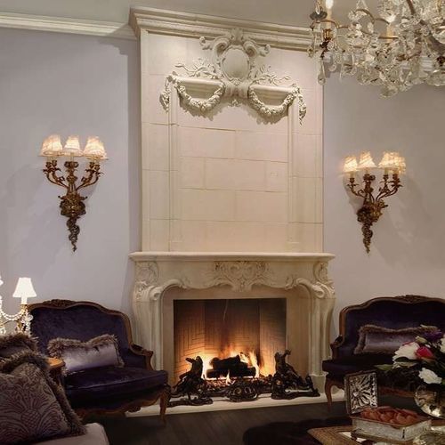 Louis XV overmantel - GRAND ROCOCO – OVERMANTEL - Tartaruga Design Inc - stone / white