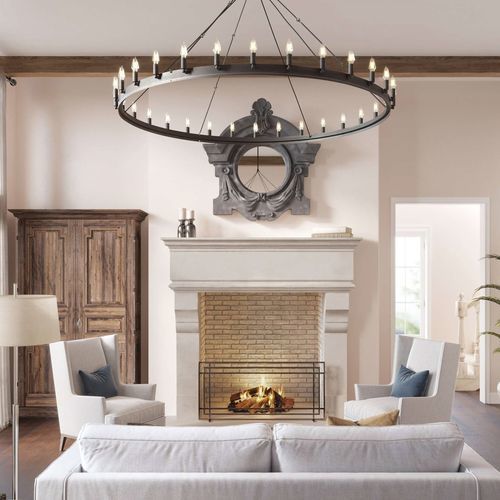 Traditional fireplace mantel - LAVENCOURT  - Tartaruga Design Inc - stone / white