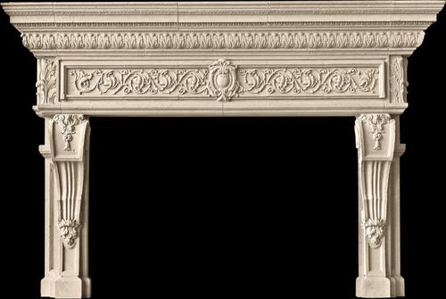Contemporary fireplace mantel - RENAISSANCE  - Tartaruga Design Inc - stone / white