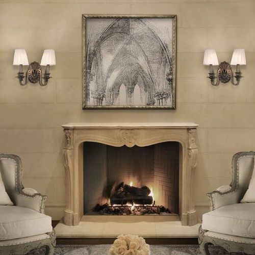 Louis XV style fireplace mantel - VERSAILLES  - Tartaruga Design Inc - stone / white