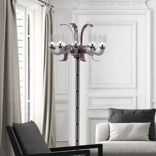 Floor-standing lamp - LEONARDO  - PIUMATI - blown glass / Murano glass / smoked glass