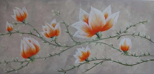 Acrylic decorative painting - A29  - OHORIGINAL BUSINESS SL - combi / hand-painted / floral motif