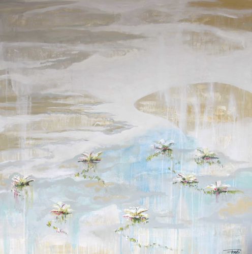 Acrylic decorative painting - ARCO IRIS BEIGE - OHORIGINAL BUSINESS SL - combi / hand-painted / floral motif