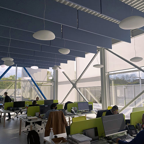 Fabric acoustic baffle - DECHO® BAFFLES - Acustico - polyester fiber / aluminum / steel