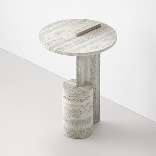 Contemporary pedestal table - ON - Pistore Marmi - painted metal / marble / marble base