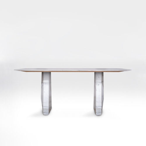 Contemporary dining table - POLYGON - Pistore Marmi - marble / marble base / polygon