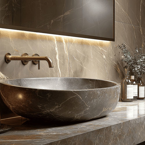 Marble stone slab - AMANI BRONZE - Pistore Marmi - cladding / interior / bathroom