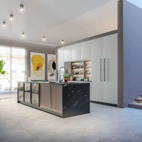Contemporary kitchen - ESSENZA - CIESSE CUCINE SRL - plywood / stone / island