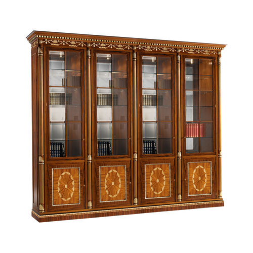 Free-standing bookcase - L67 - Francesco Molon - classic / palisander / glass