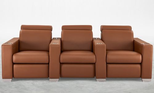 Leather cinema seating - LUSSO - KARLSSON SEATING LTD. - home / brown / with refrigerant cupholder