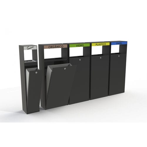 Public trash can - ECO series - Veco Urban Design - recycling / steel / with built-in ashtray