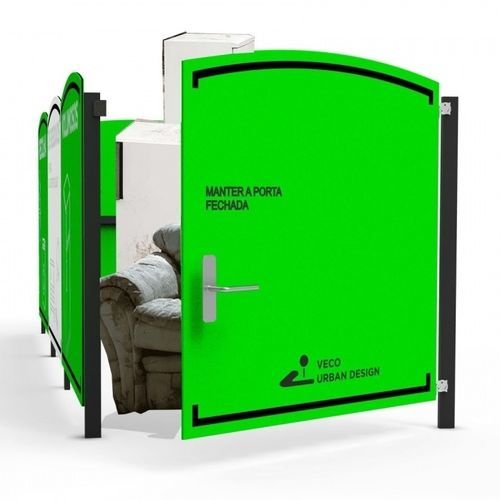 High-density polyethylene (HDPE) trash bin enclosure - RC ECO MO - Veco Urban Design - powder-coated steel