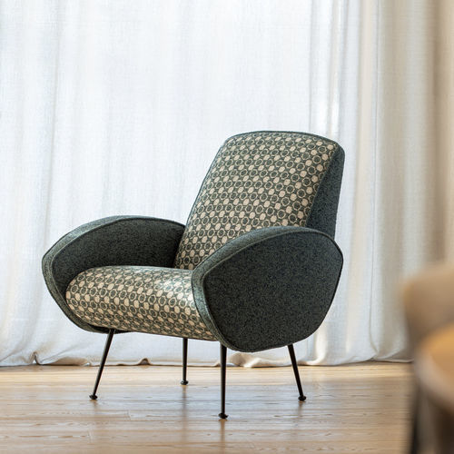 Contemporary armchair - PUCCI  - BLOOMING - fabric / birch / with removable cushion