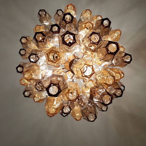 Contemporary chandelier - POLIEDRI - SimoEng SRLS - glass / wooden / 1 tier