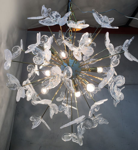 Contemporary chandelier - WHITE BUTTERFLY - SimoEng SRLS - glass / Murano glass / metal