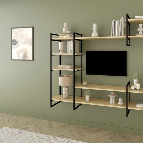 Wall-mounted shelf - KITAIRGOLNOG11 - SEED - contemporary / metal / wooden