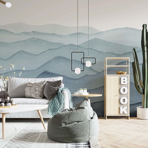 Nonwoven fabric wallpaper - BRUMES DE SAUGE - Kam et Leon - vinyl / scenic pattern / panoramic