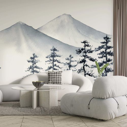 Scandinavian design wallpaper - MONTAGNES &Agrave; L&rsquo;ENCRE - Kam et Leon - vinyl / nonwoven fabric / scenic pattern