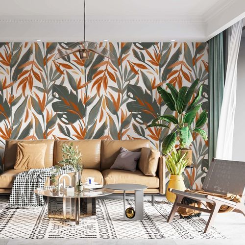 Contemporary wallpaper - FEUILLAGE SOLAIRE - Kam et Leon - nonwoven fabric / vinyl / floral