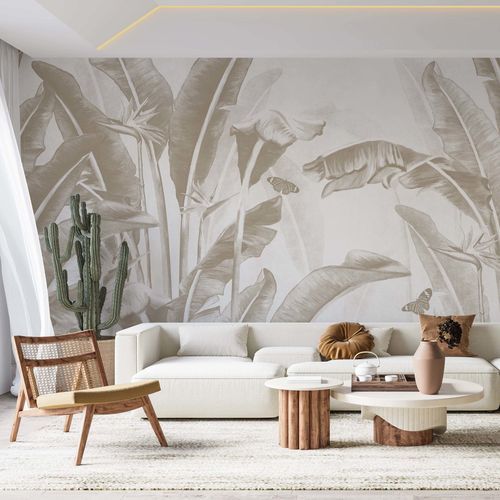 Organic design wallpaper - JUNGLE APAISANTE - Kam et Leon - nonwoven fabric / vinyl / floral