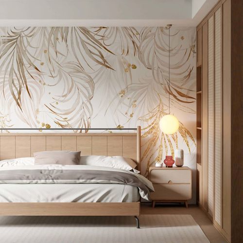 Contemporary wallpaper - FEUILLAGES &Eacute;L&Eacute;GANTS - Kam et Leon - nonwoven fabric / vinyl / floral