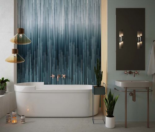 Contemporary wallpaper - LIN&Eacute;AIRE - Kam et Leon - nonwoven fabric / vinyl / geometric pattern