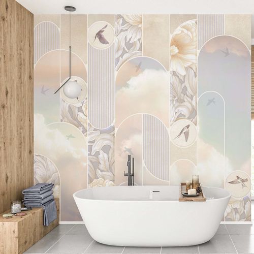 Contemporary wallpaper - ENVOL PASTEL - Kam et Leon - vinyl / nonwoven fabric / floral