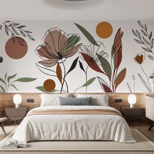 Contemporary wallpaper - FLORAISON PO&Eacute;TIQUE - Kam et Leon - nonwoven fabric / vinyl / floral