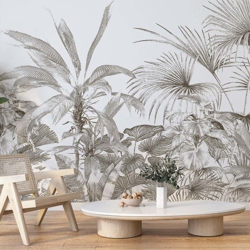 Contemporary wallpaper - FOR&Ecirc;T TROPICALE VINTAGE - Kam et Leon - nonwoven fabric / vinyl / nature pattern