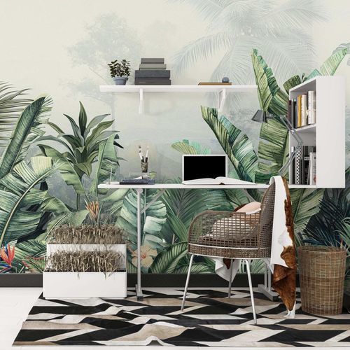 Classic wallpaper - JUNGLE TROPICALE - Kam et Leon - cardboard / vinyl / nature pattern
