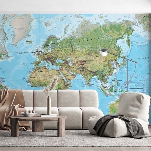Contemporary wallpaper - CARTE DU MONDE CLASSIQUE - Kam et Leon - nonwoven fabric / vinyl / map