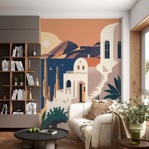Contemporary wallpaper - &Eacute;VASION &Agrave; SANTORIN - Kam et Leon - cardboard / vinyl / urban motif