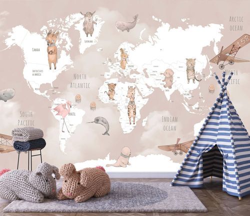 Contemporary wallpaper - MONDE - Kam et Leon - nonwoven fabric / vinyl / animal motif