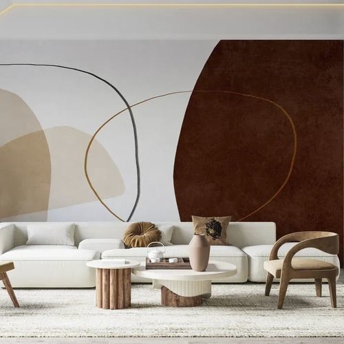 Contemporary wallpaper - FORMES TERRE &amp; BORDEAUX - Kam et Leon - abstract motif / wallpaper look / multi-color