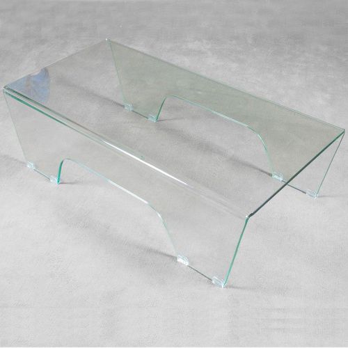 Contemporary coffee table - Ghoy - Itamoby - curved glass / glass base / rectangular