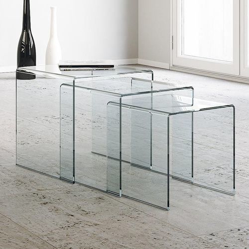 Contemporary side table Nest Itamoby curved glass / glass base