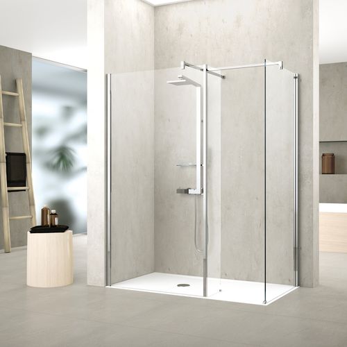 Swing shower screen - KUADRA H7 - NOVELLINI - corner / tempered glass ...