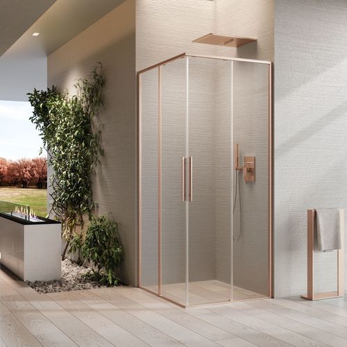 Sliding shower screen - RIGA A - NOVELLINI - square / for alcoves / tempered glass