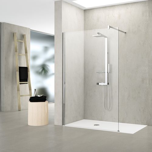Fixed shower screen - KUADRA H - NOVELLINI - rectangular / corner / tempered glass