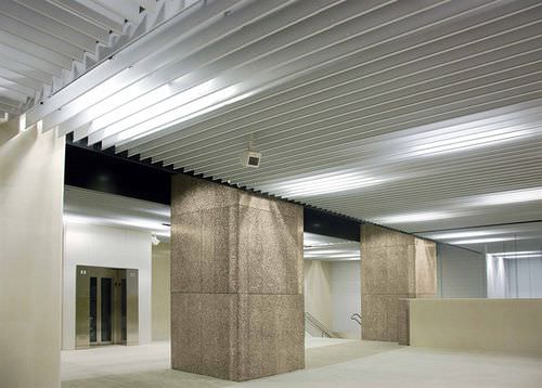 Aluminum suspended ceiling - CBI EUROPE - steel / strip / acoustic