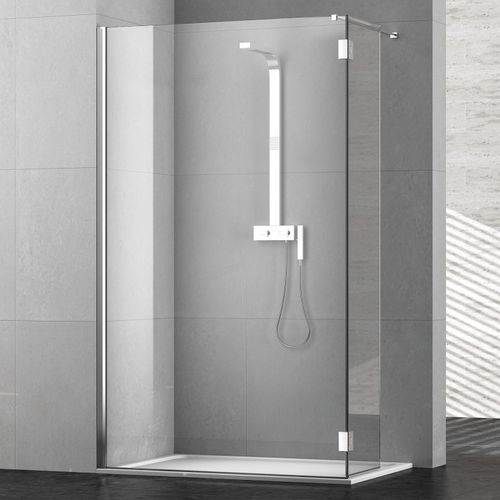 Fixed shower screen - KUB91 - pdplan - corner / tempered glass / frameless